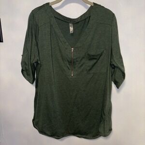 Women's Per Seption Concept Hunter‎ Green Size L Shirt. **Pocket  gold zipper